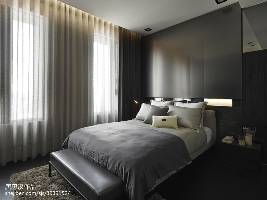 三居室现代风格卧室窗帘设计