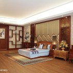 中式别墅卧室博古架装修设计效果图