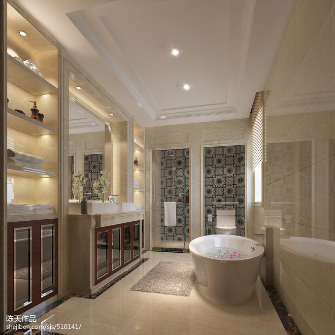 别墅设计古典浴室柜图片