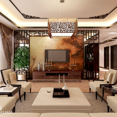 中式客厅影视墙设计