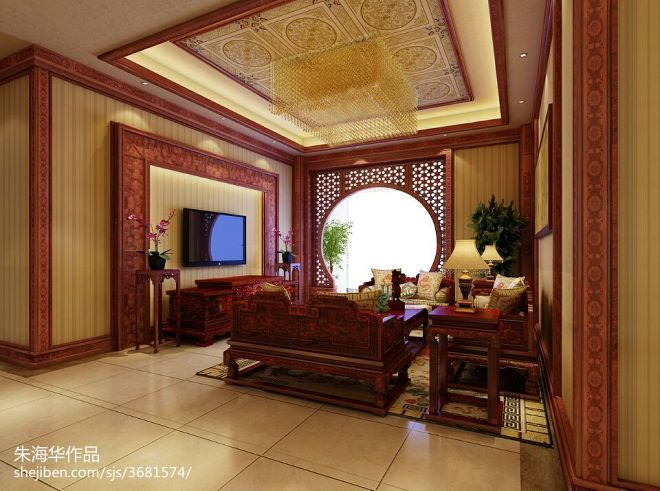 中式客厅影视墙效果图大全欣赏