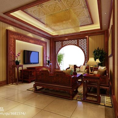中式客厅影视墙效果图大全欣赏