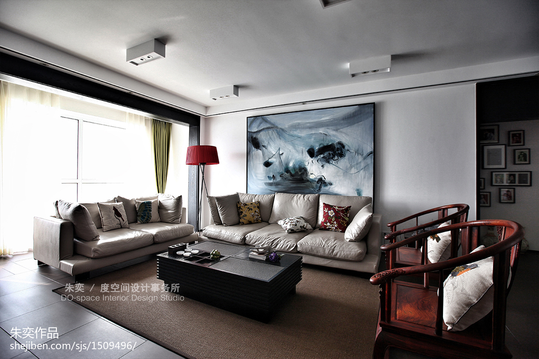 中式风格别墅客厅背景墙装修设计