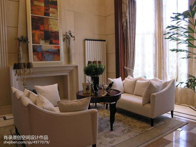 欧式风格别墅客厅窗帘设计