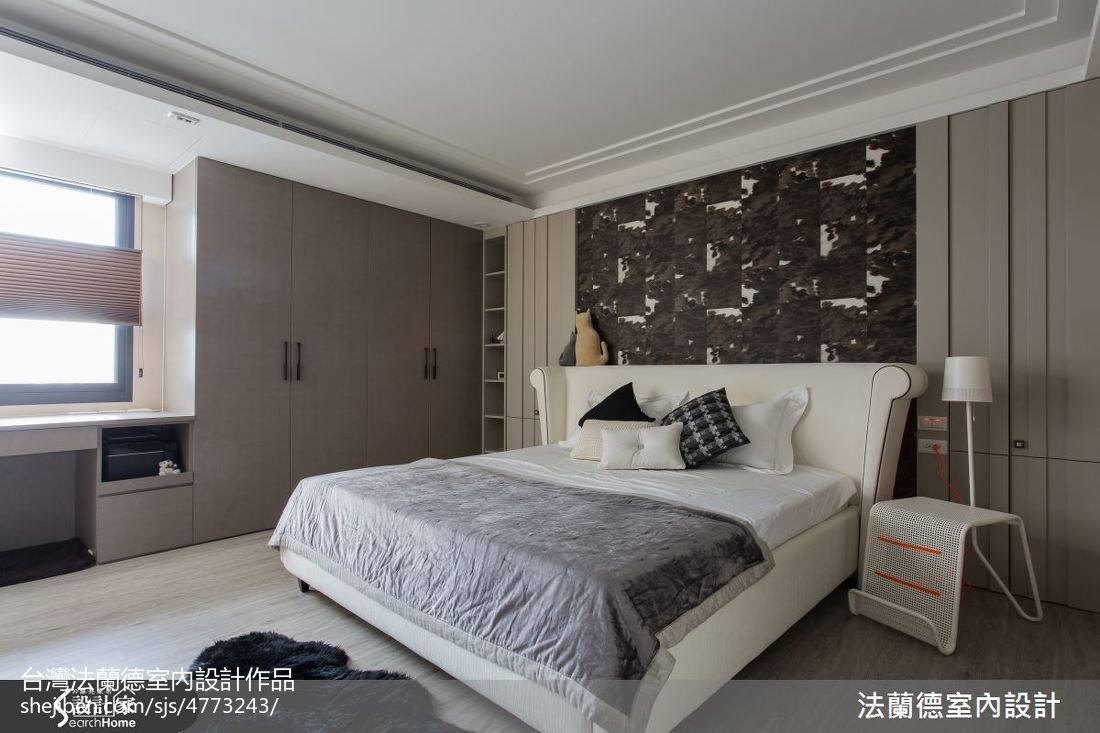 现代美式卧室背景墙设计效果图