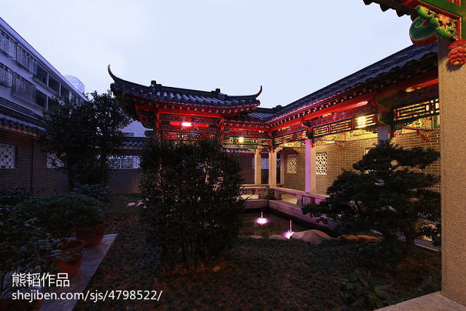 古典中式风格别墅花园装修