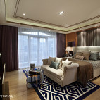 现代别墅卧室床尾凳样板房设计图片