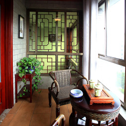 中式风格复式楼阳台设计效果图