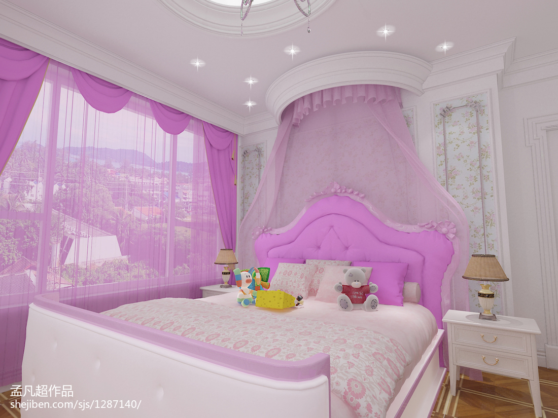 女孩的粉红房间装修图片 – 设计本装修效果图