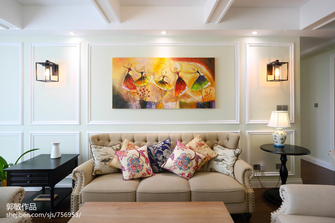 现代美式设计客厅家装效果图