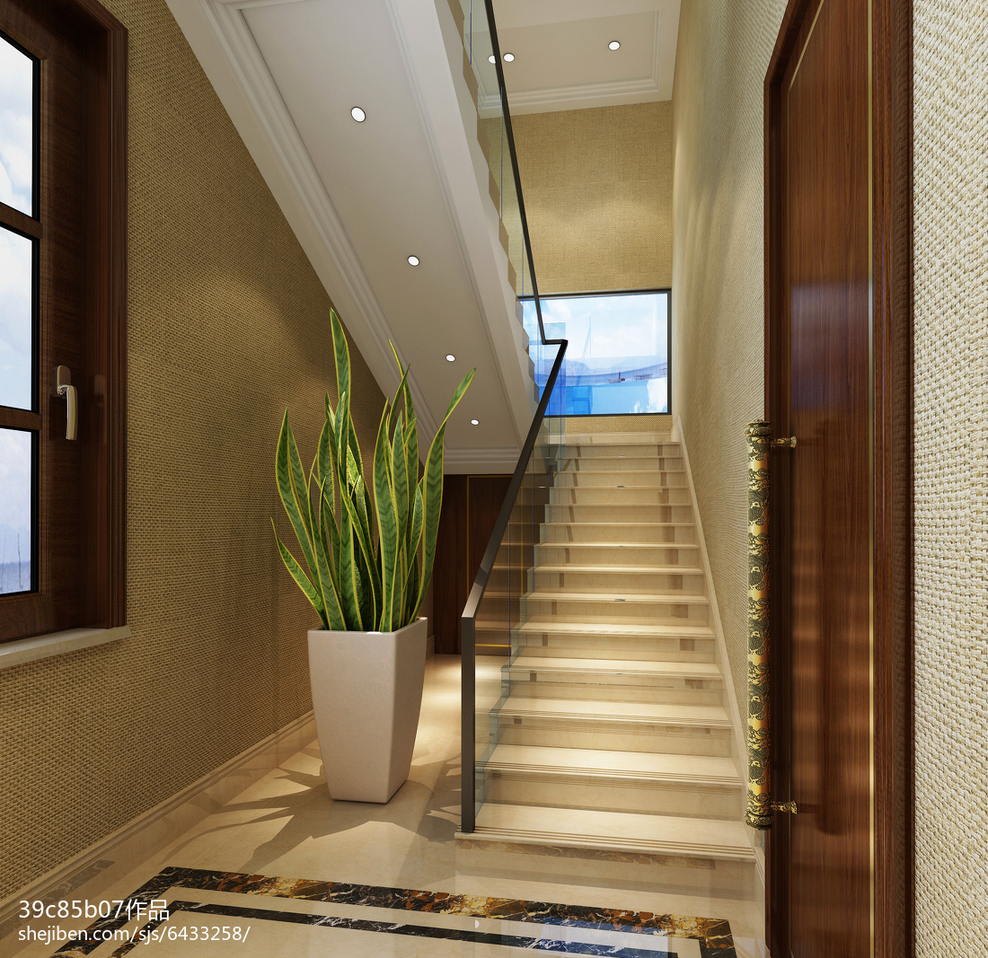 中式别墅楼梯装修设计效果图大全 – 设计本装修效果图