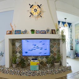 地中海电视背景墙效果图设计