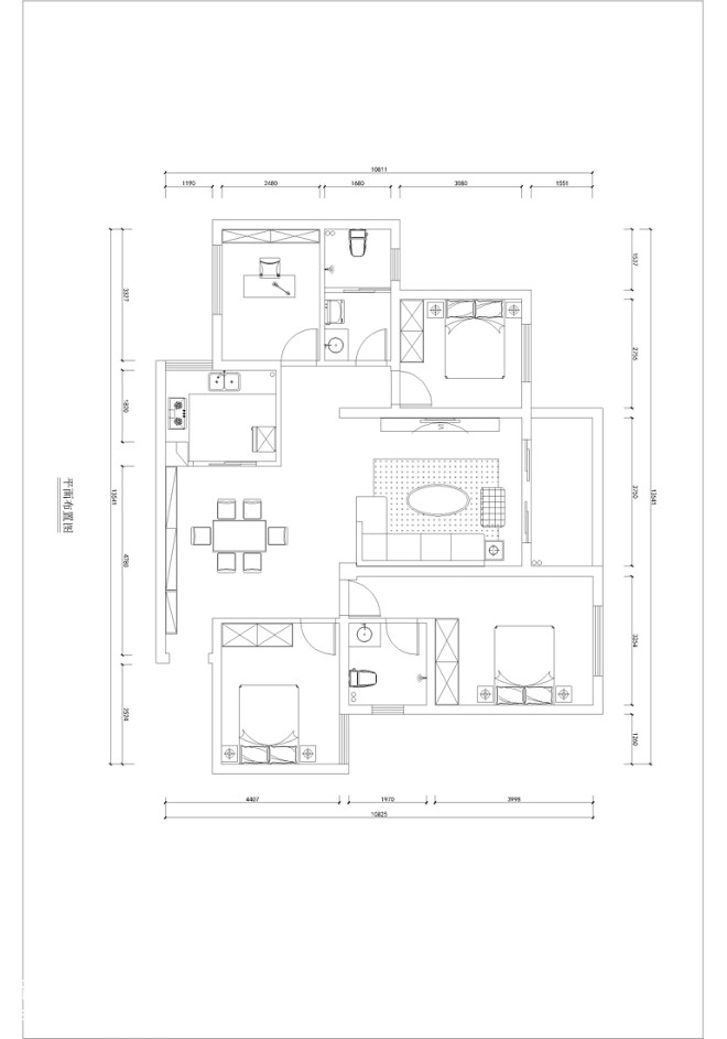 东泓福园国际-113平米3居室装修-