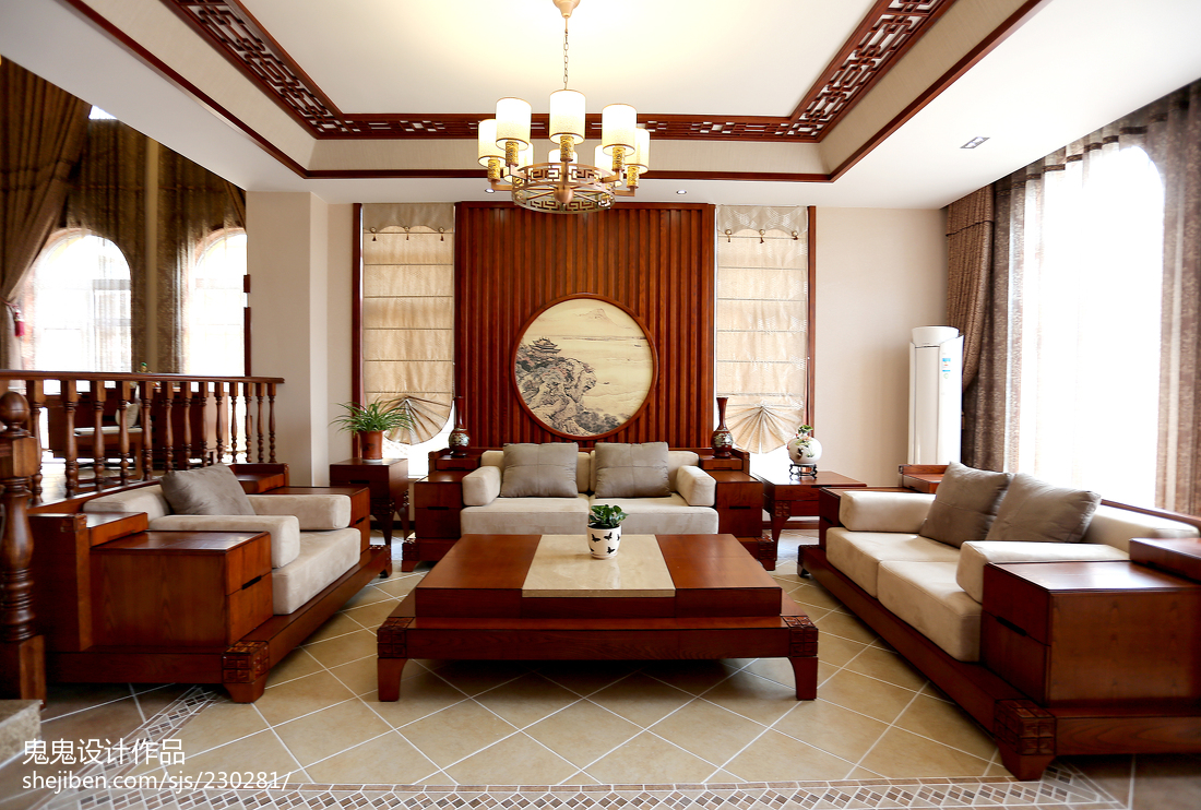 现代中式家装客厅效果图