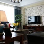 家装美式风格电视背景墙效果图