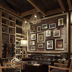 公装典雅咖啡厅照片墙设计