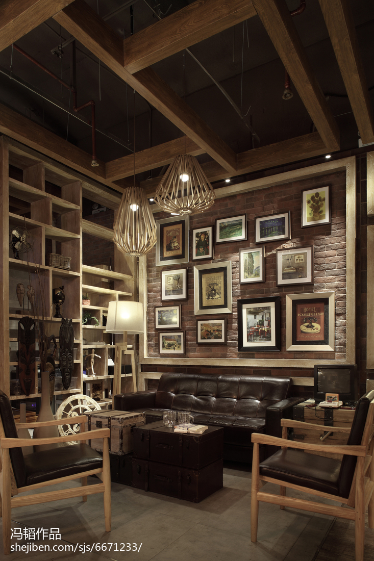 公装典雅咖啡厅照片墙设计