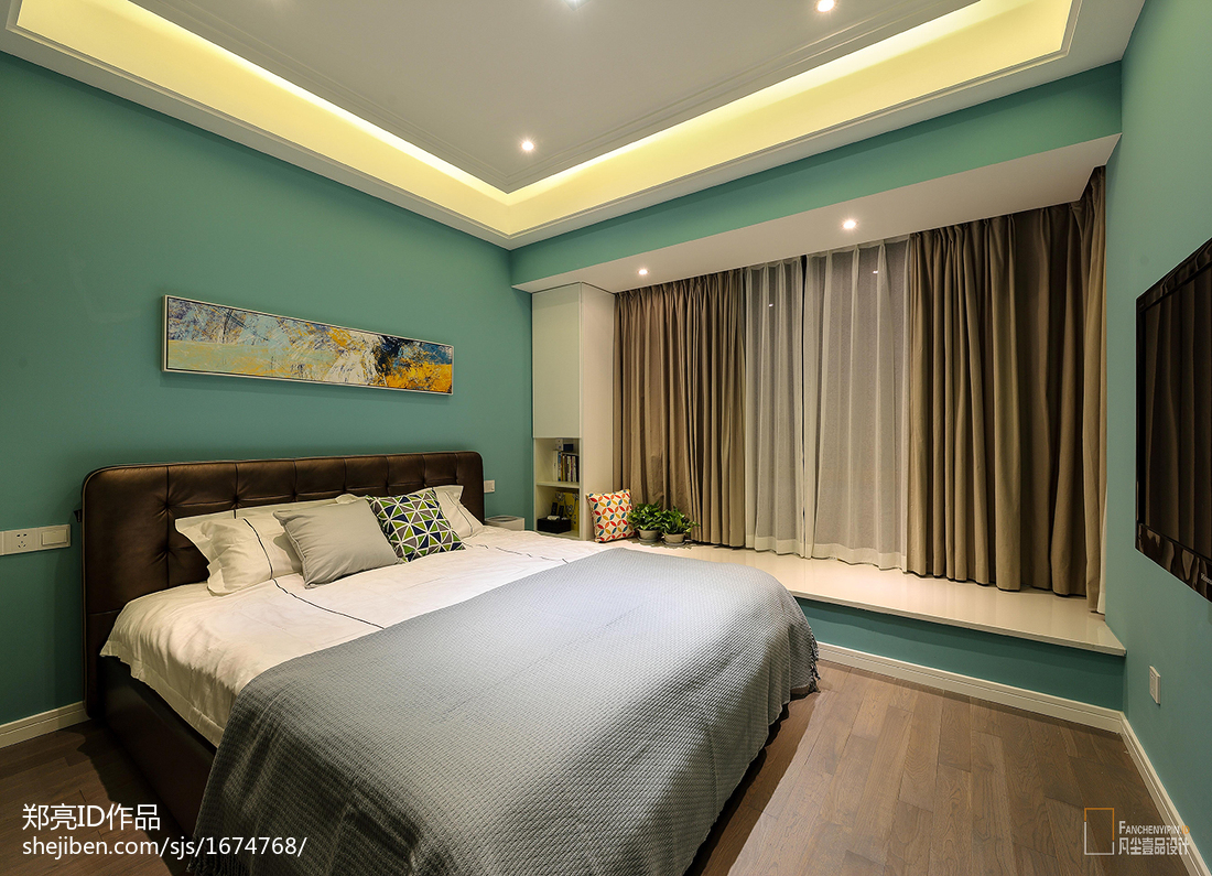 现代风格淡蓝色卧室设计