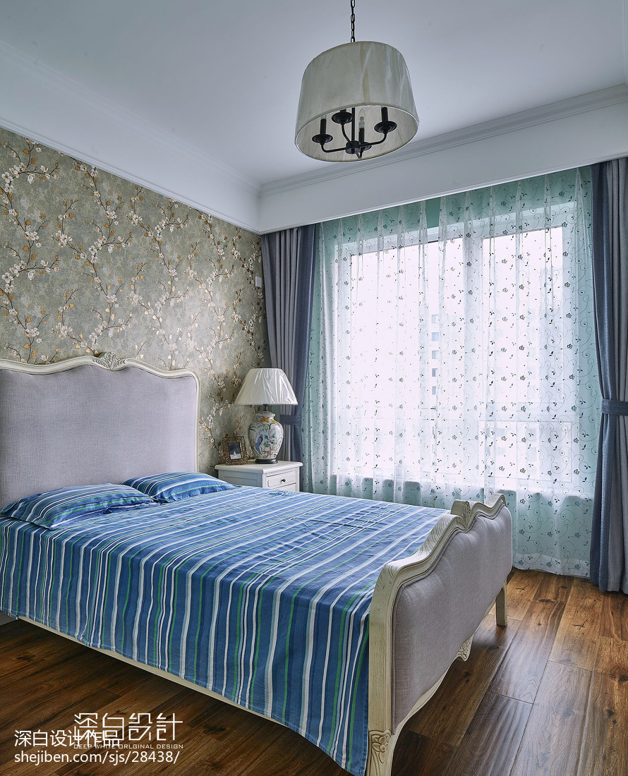 美式风格蓝色系卧室装修