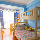 美式风格蓝色系儿童房装修图