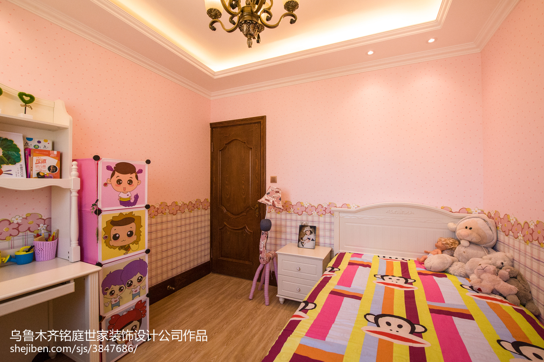 美式可爱粉色系儿童房装修