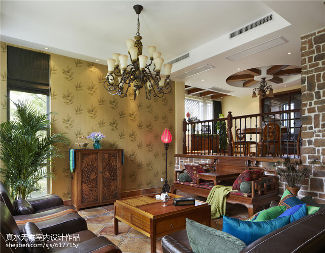 古典东南亚风格客厅设计效果图