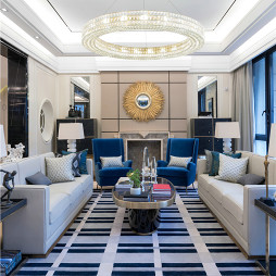 蓝色系现代风格客厅设计案例