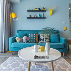 北欧风格蓝色系客厅设计