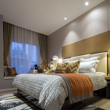 现代风格暖色系卧室设计