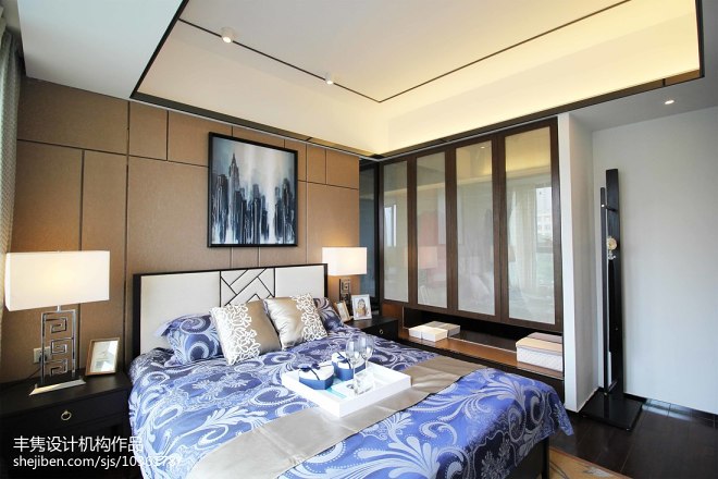 新中式风格样板房卧室设计