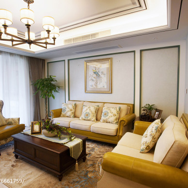 美式客厅皮质沙发设计