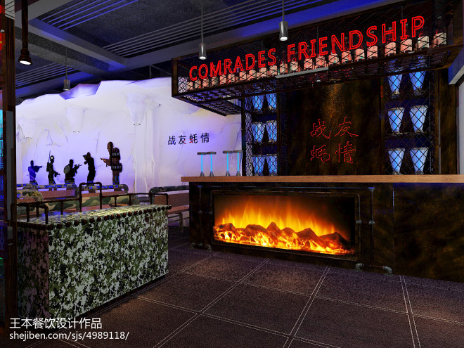 中国唯一一家军旅风格装修的烧烤店，池