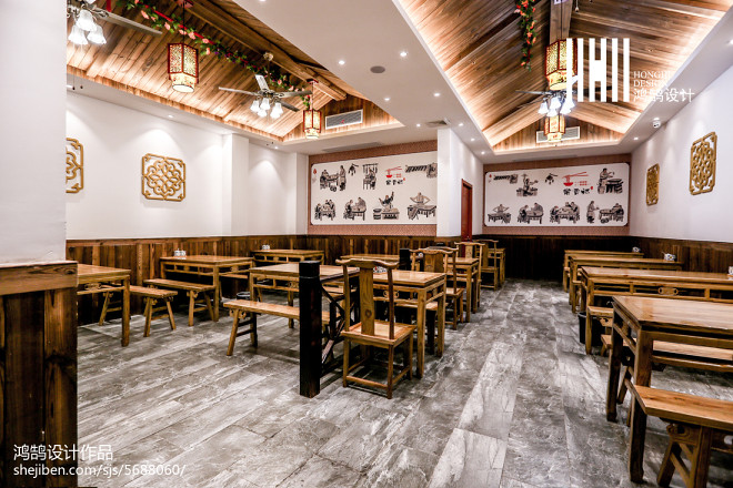 中国风快餐厅阁楼装修