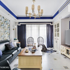 蓝白美式客厅装饰
