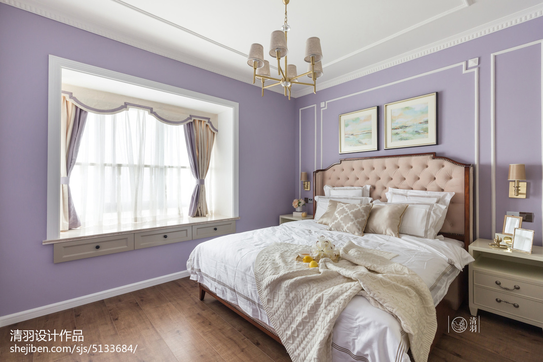 淡紫色卧室效果图