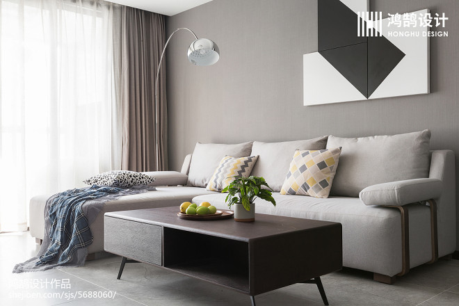88㎡现代简约客厅组合沙发设计图