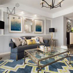 138m² 现代美式客厅沙发设计图片