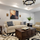 140m²阳光美式客厅沙发设计图