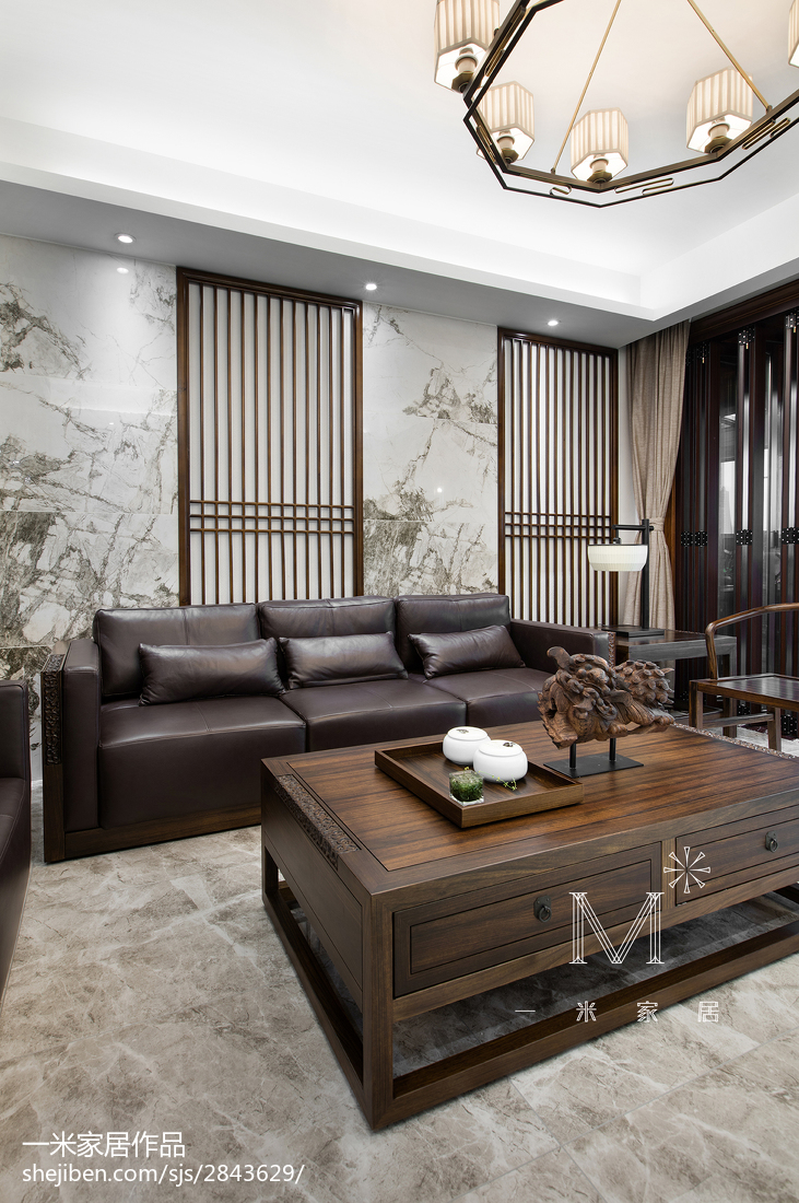 165m²新中式客厅沙发设计图
