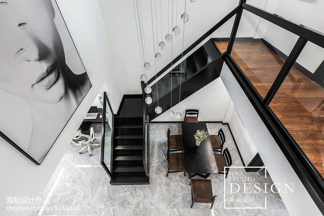 180m²现代黑白灰楼梯设计图片