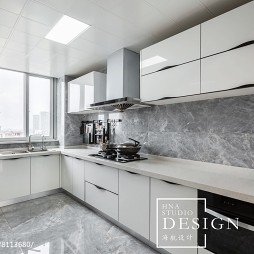180m²现代黑白灰厨房设计图