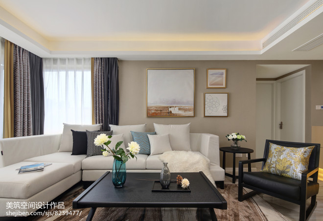 休闲现代三居客厅沙发设计图