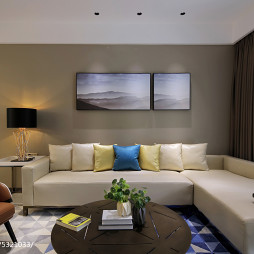 简单现代复式客厅沙发设计图片