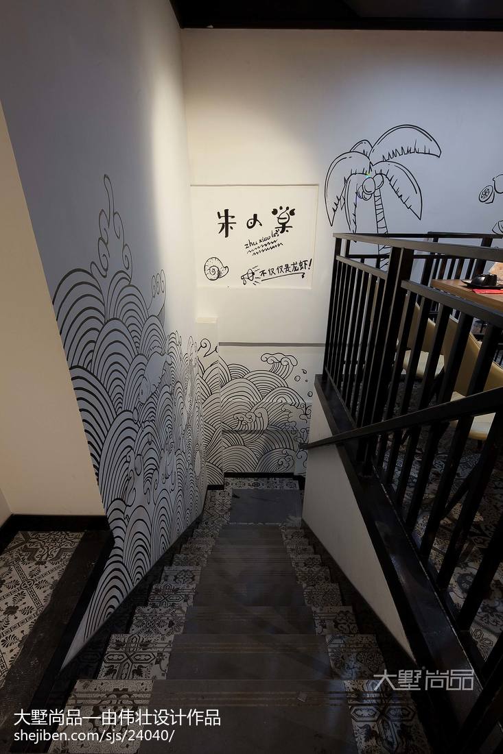 160㎡龙虾主题餐厅楼梯设计图片