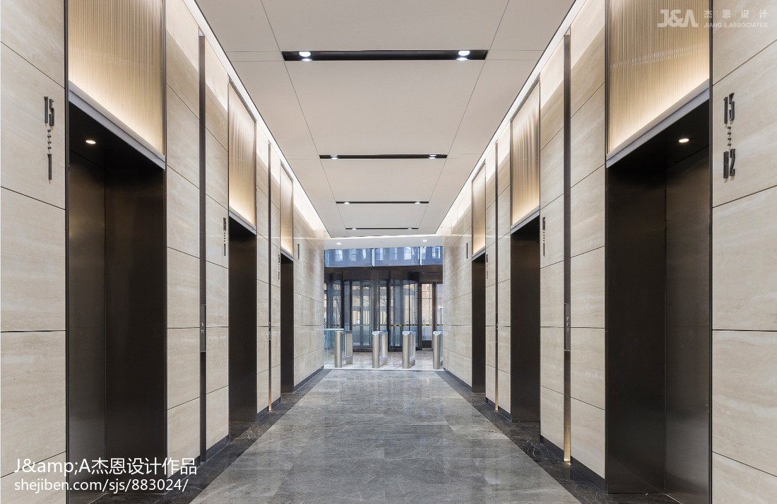 上海鲁能国际中心电梯走廊设计