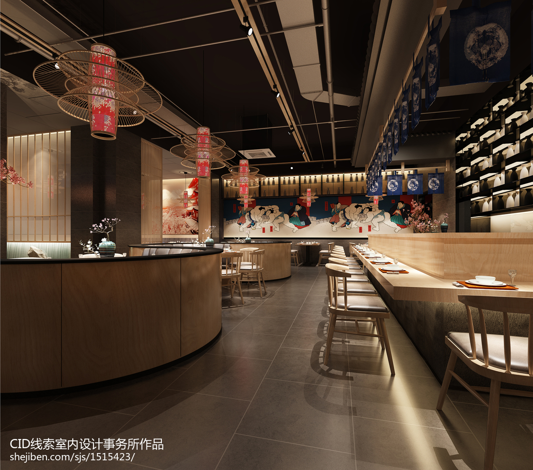[上海]金匠日式寿司店效果图+施工图+机电-餐饮空间装修-筑龙室内设计论坛