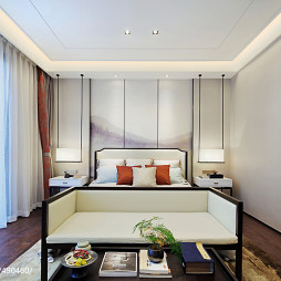 新中式别墅卧室设计实景图
