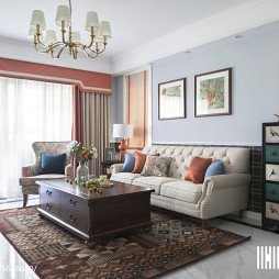 140平美式客厅沙发设计图