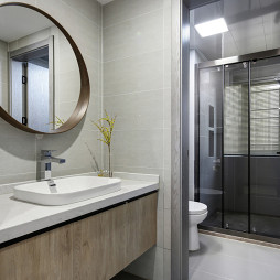 现代四居卫浴洗手台设计实景图