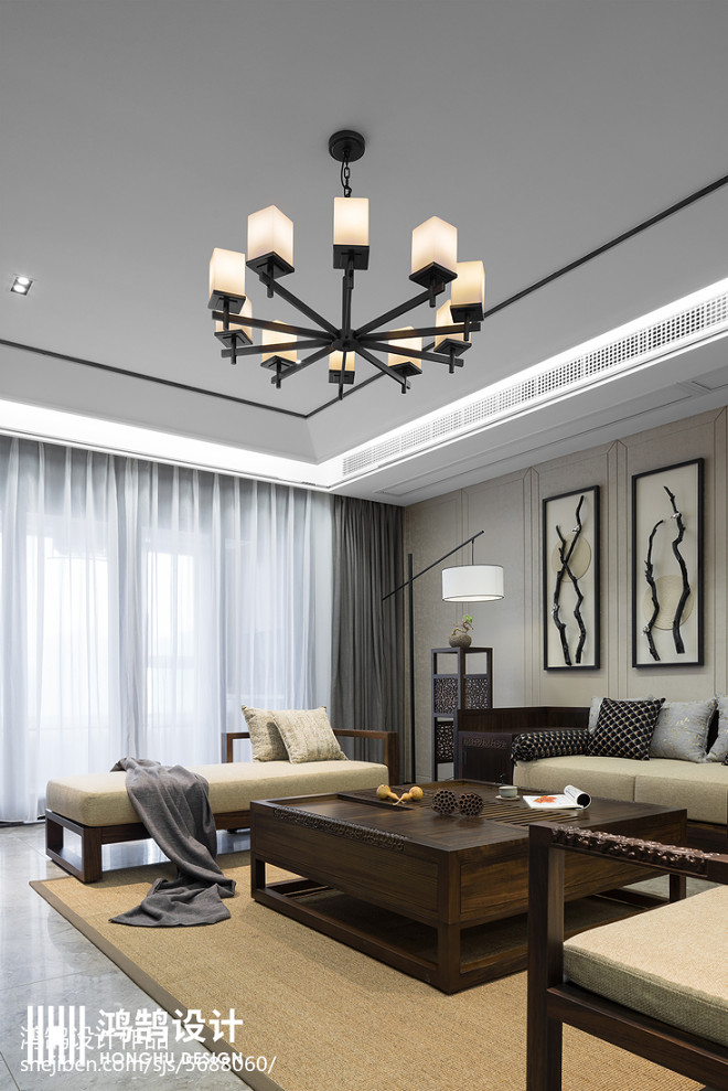 220平新中式客厅吊灯设计图